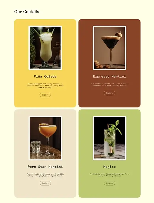 Finished MaEd cocktails presented after recipe development