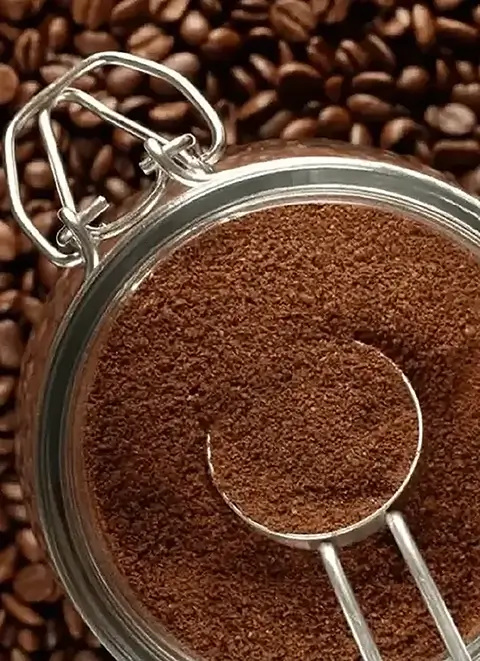 Roasted coffee beans close-up