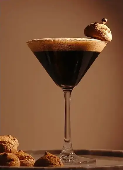 Espresso Martini cocktail with coffee and creamy foam