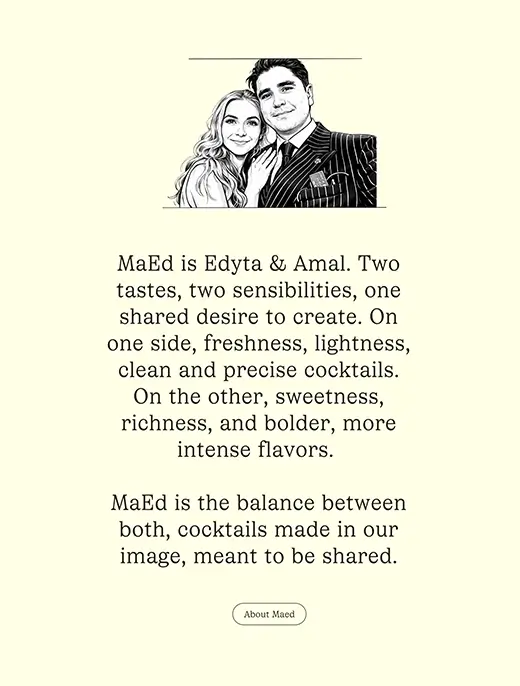 Homepage after redesign adapted to MaEd cocktails concept