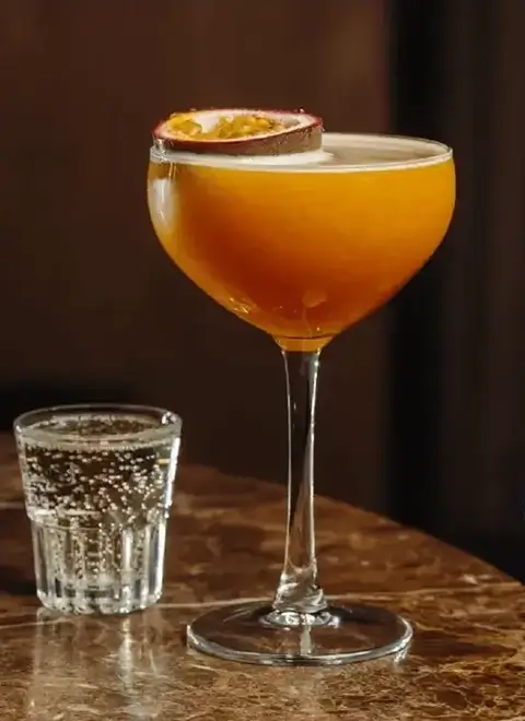 Porn Star Martini cocktail with passion fruit