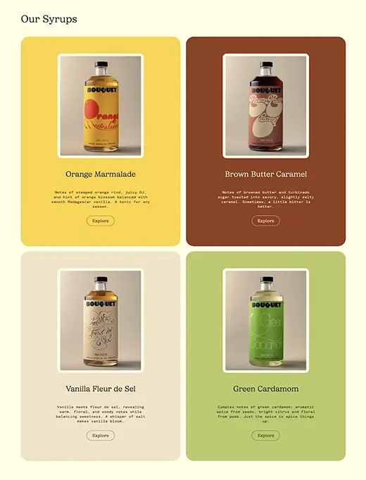 Syrups and ingredients before product transformation